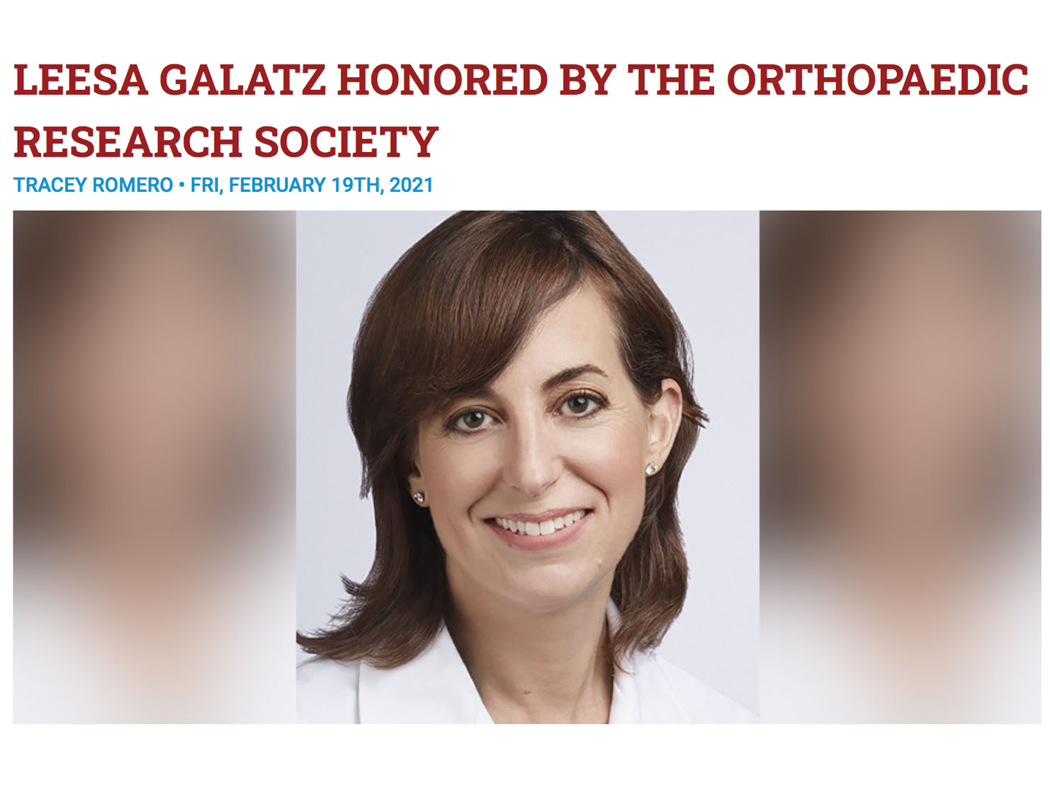 Leesa Galatz Honored by the Orthopaedic Research Society